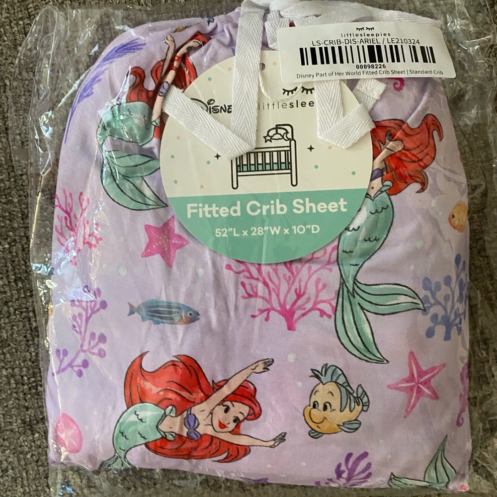 *SOLD* Little Sleepies Disney “Part of Her World” Ariel crib sheet